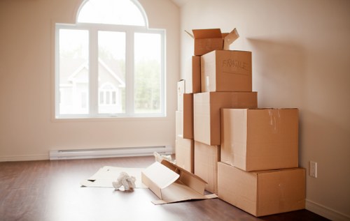Office relocation setup in Hackney with boxes and equipment