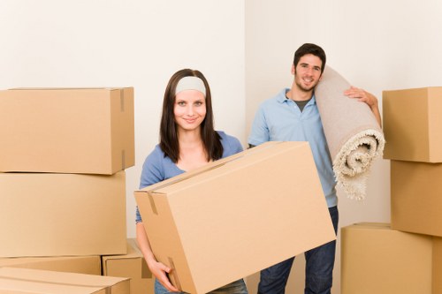 Professional movers loading boxes for a Hackney home relocation