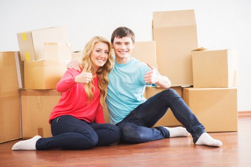 Packed boxes and furniture ready for a local removal service in Hackney